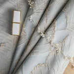 rideau polyester feuilles dorées gris clair beige haut standing salon chambre moderne français
