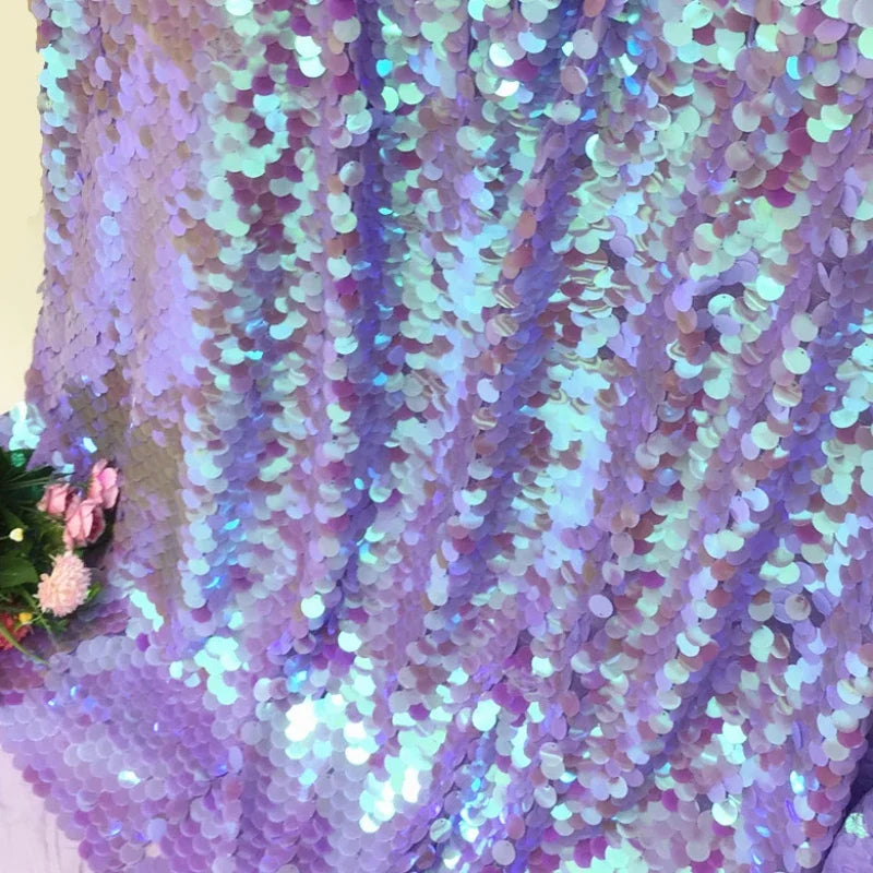 tissu paillettes polyester acrylique rouge argent bleu rose violet doré élégant brillant 150cm