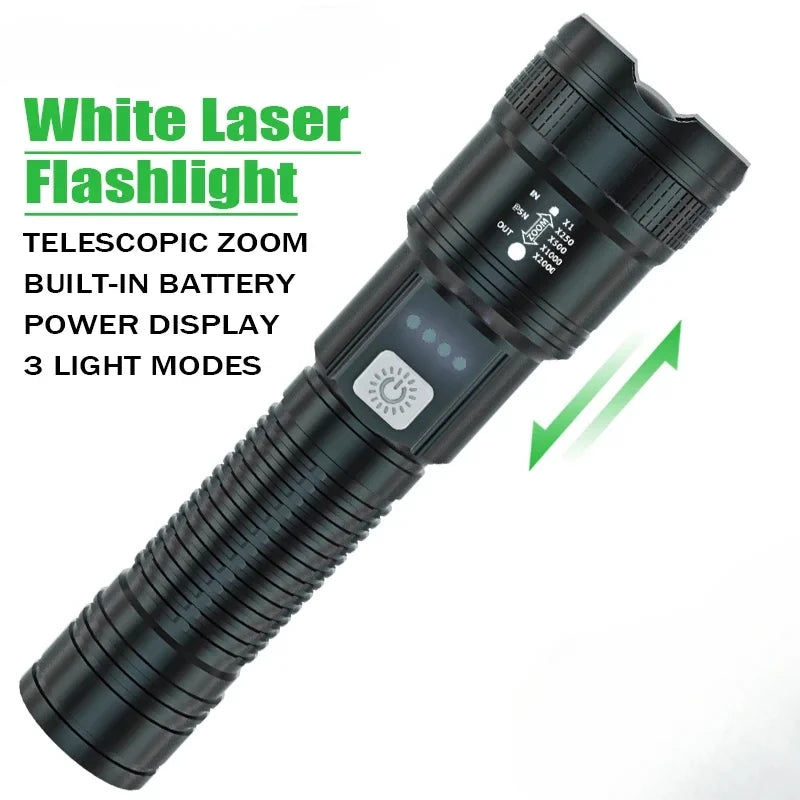 lampe torche noire super lumineuse rechargeable led moderne zoom cable usb