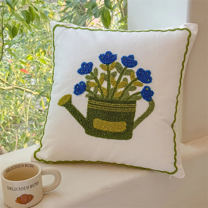 coussins décoratifs brodés motifs floraux 45x45cm polyester adhésifs traditionnels