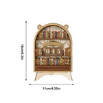 décoration bibliothèque miniature vintage suivi livres lus chiffres rotatifs bois floral doré salon chambre