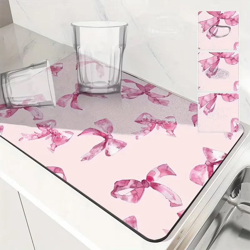 tapis cuisine rose floral adhésif good morning coffee coeurs théière vintage romantique 20x30cm 30x40cm