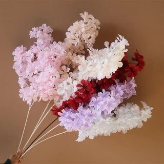 fleurs artificielles rouge bleu blanc violet décoratives branches semi opaques vase