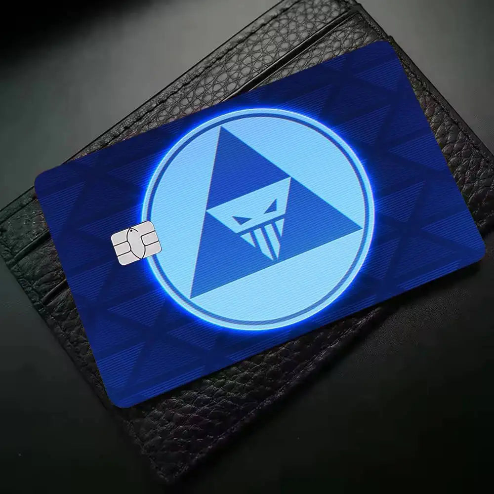 stickers carte crédit vinyle épais motif géométrique moderne bleu foncé imperméable réutilisable