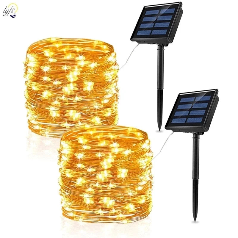 guirlande lumineuse solaire étoiles blanc chaud moderne extérieure 32m 400led