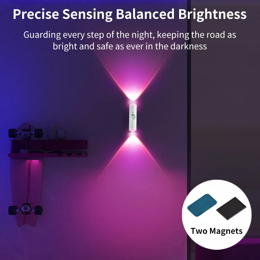 lampe murale sensor motion rechargeable rgb blanc moderne aimants autonomes