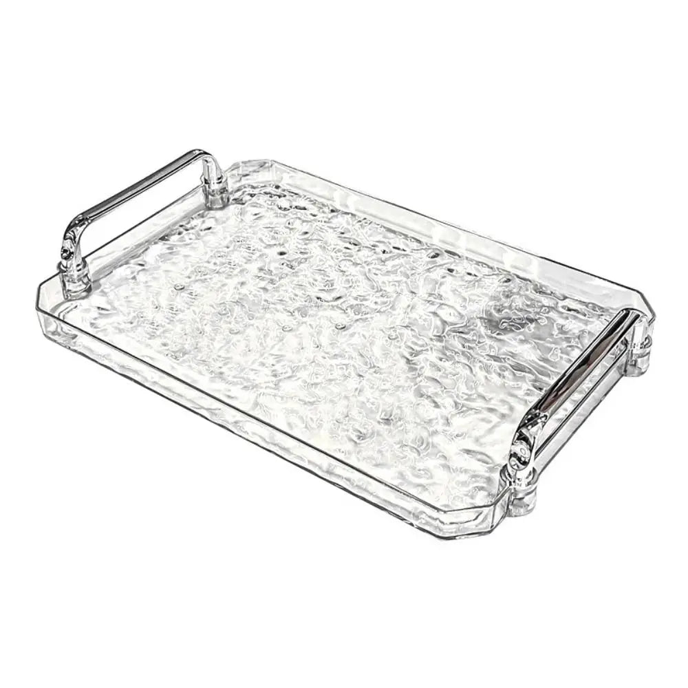 plateau service transparent effet miroir moderne poignées métal porte bijoux serviette taille