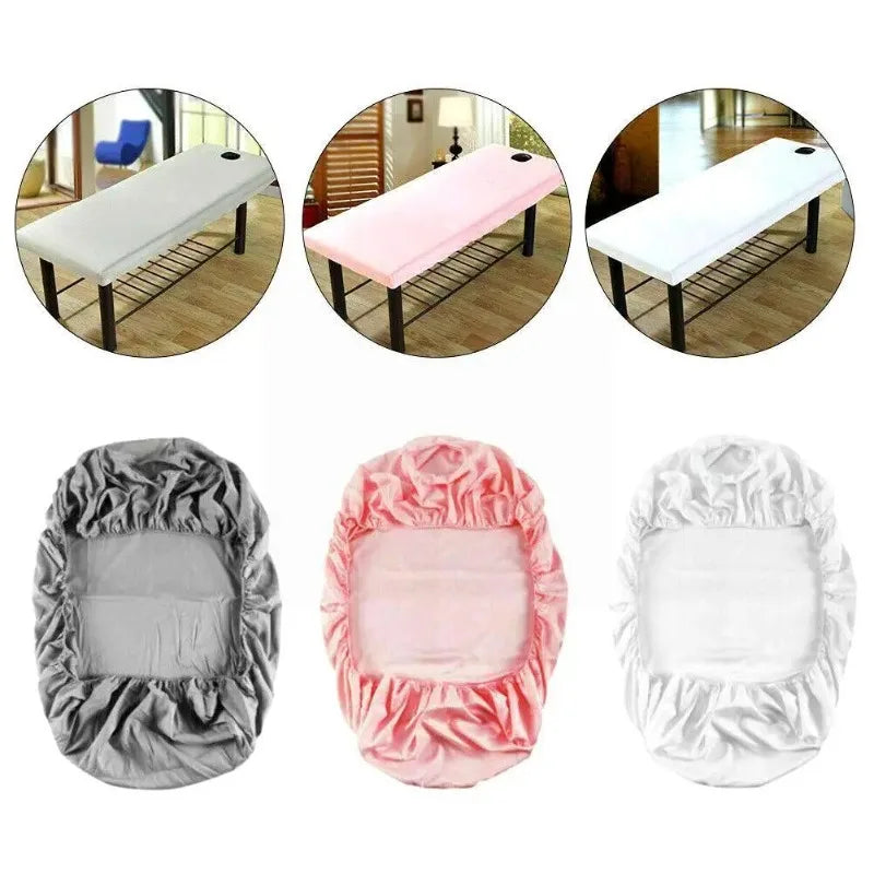 couvre lit massage table gris rose blanc bleu jaune uni moderne élastique polyester coton
