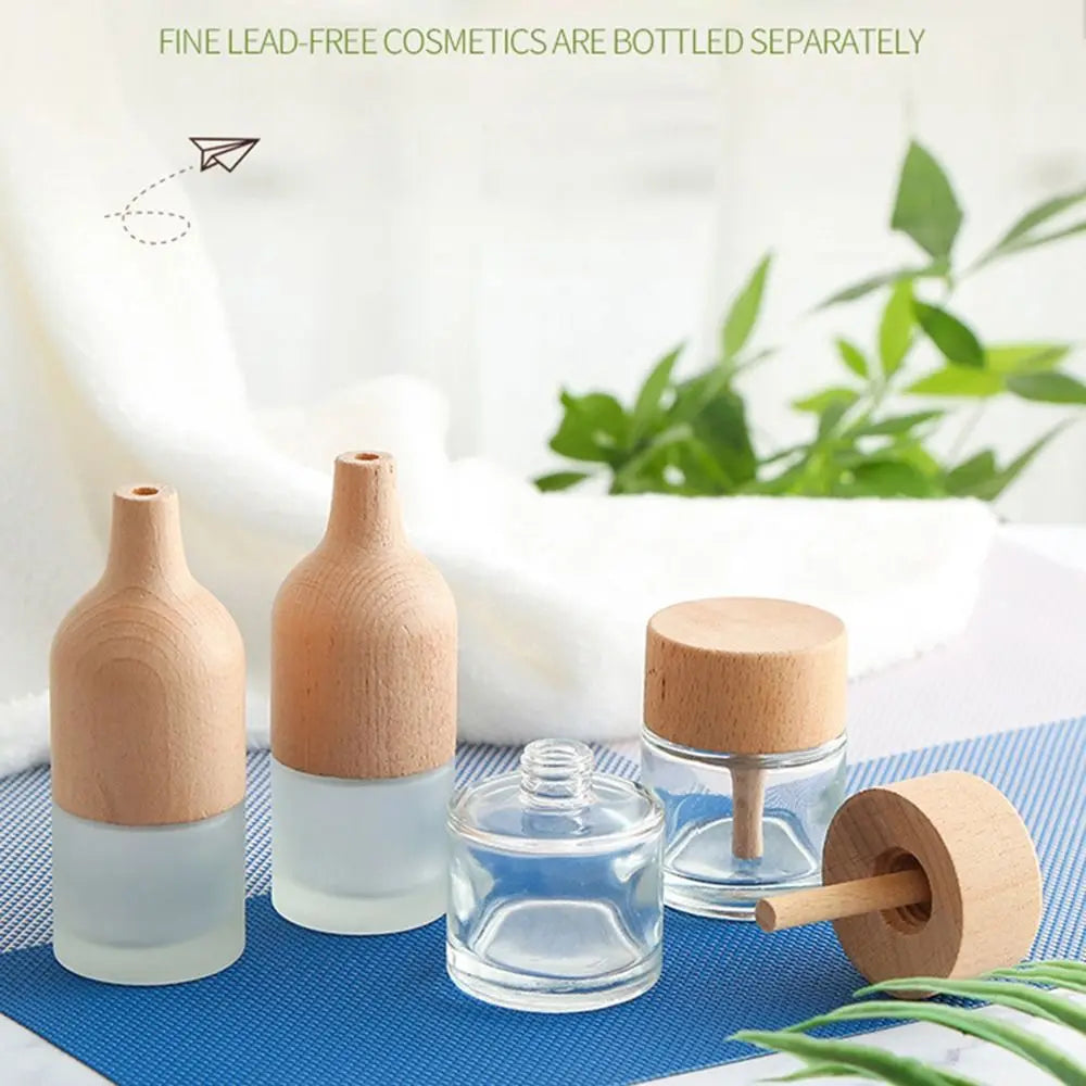 bouteille aromathérapie bois naturel blanc translucide huile essentielle verre dépoli minimaliste diffusion parfum