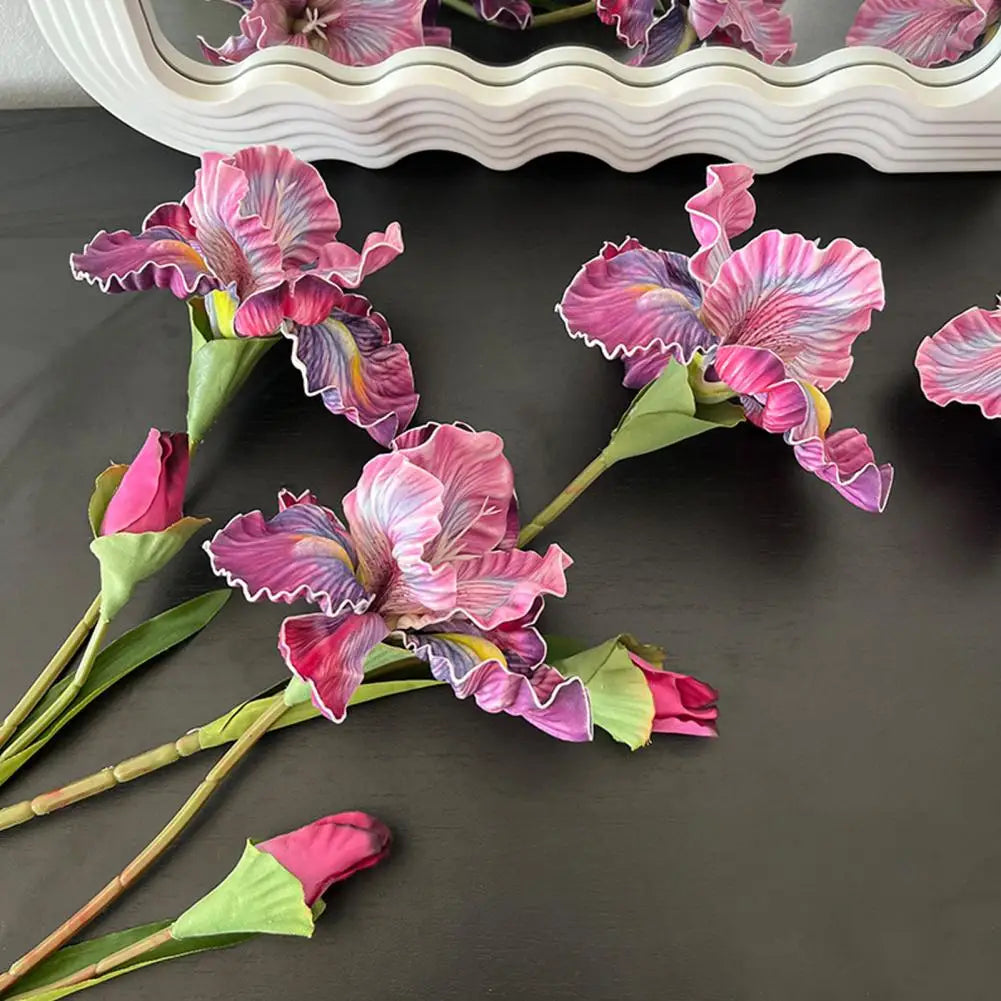bouquet fleurs artificielles iris réalistes décoration intérieure mariage fête rose blanc violet bleu jaune