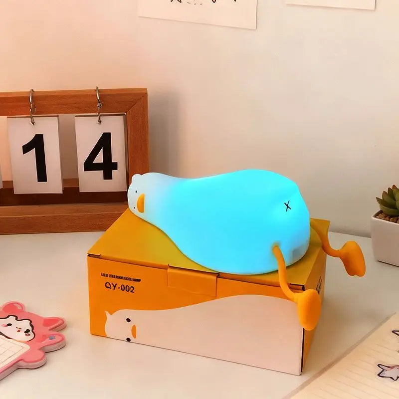 veilleuse oiseau silicone bleu blanc jaune moderne câble usb instructions autocollants adhésifs