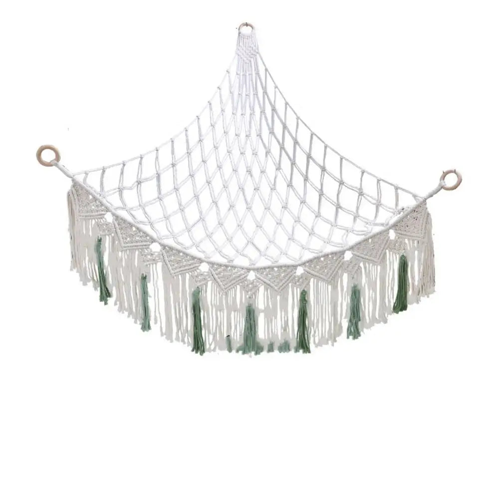 filet tressé boho blanc suspendu angle grande capacité opacité artisanal anneau métallique réutilisable chambre