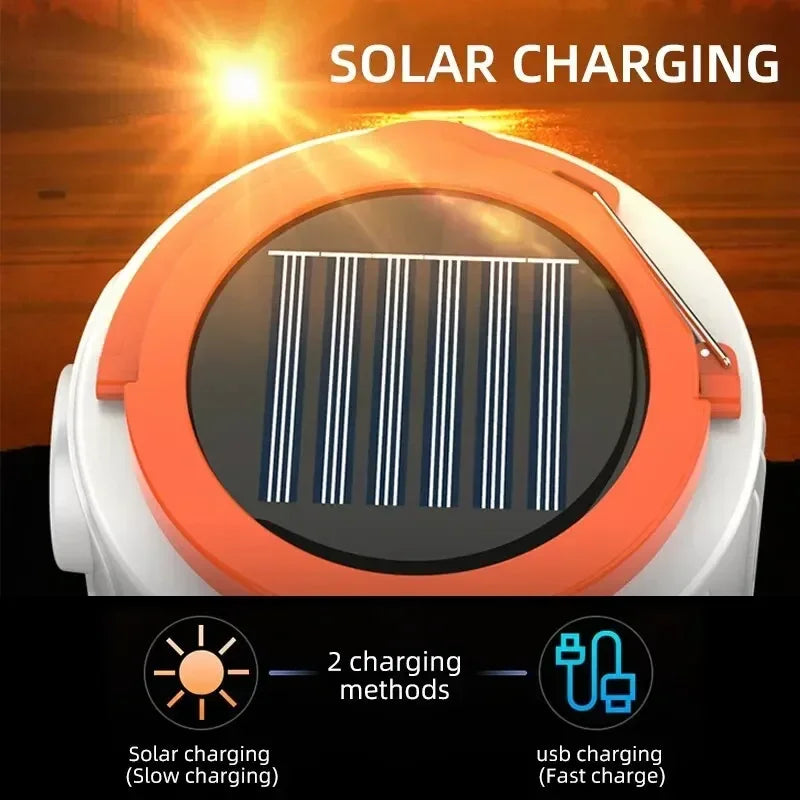 Power bank solaire rechargeable usb blanc orange moderne compact