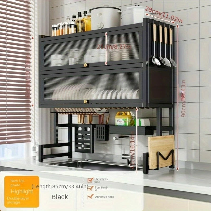 rangements vaisselle noir moderne adhésif assiettes bols cuillères ustensiles cuisine