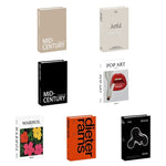 faux livres deco art multilingue table basse fleurs lèvres abstrait orange beige blanc