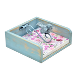 support serviettes bois naturel imprimé floral serviettes imprimées oiseau doré vintage rustique