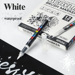 stylos marqueurs acrylique noir blanc floral brush ensemble 12 stylos boîte rangement