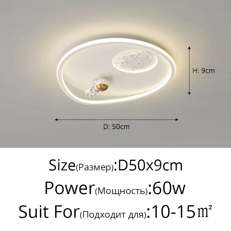 plafonnier led moderne blanc bleu nuit lune étoiles designintérieur lumière chambre enfants