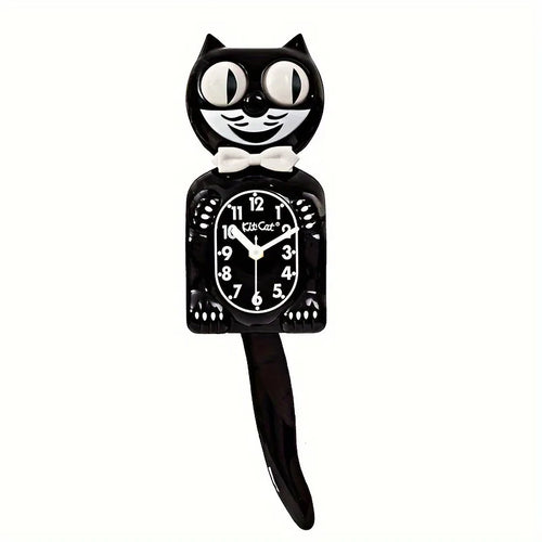 horloge murale vintage noir chat souriant motifs pattes queue decoration maison salon