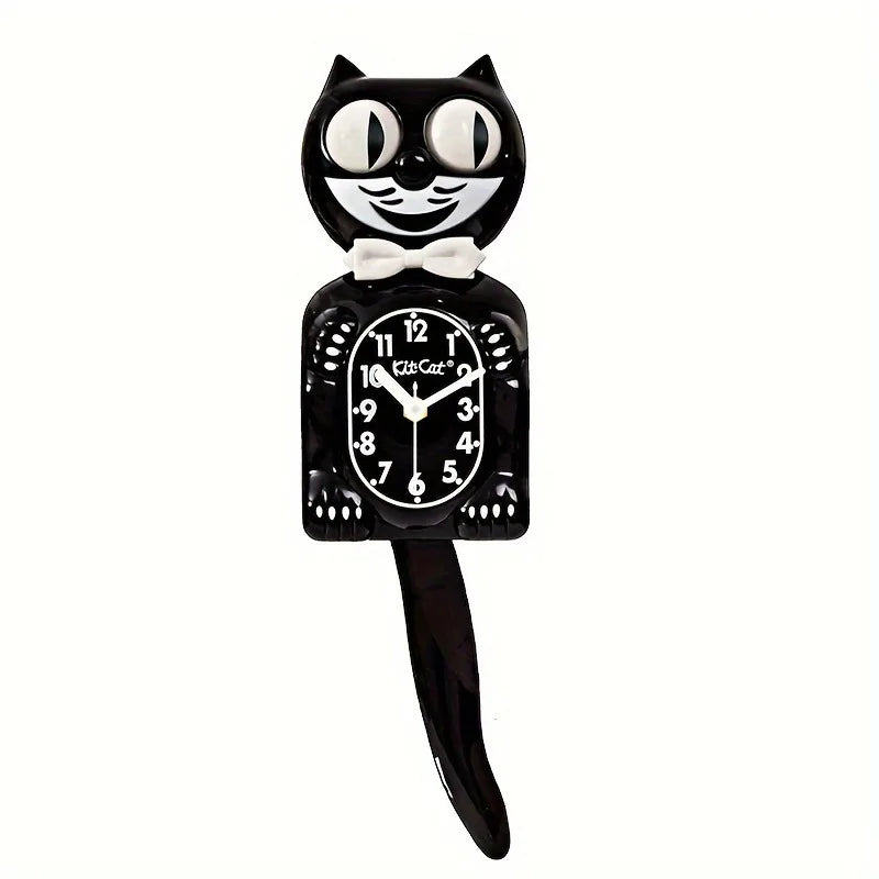 horloge murale vintage noir chat souriant motifs pattes queue decoration maison salon