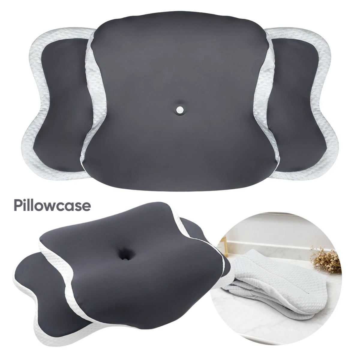 coussin mémoire forme couverture tête lit polyester coton gris doux contour ergo