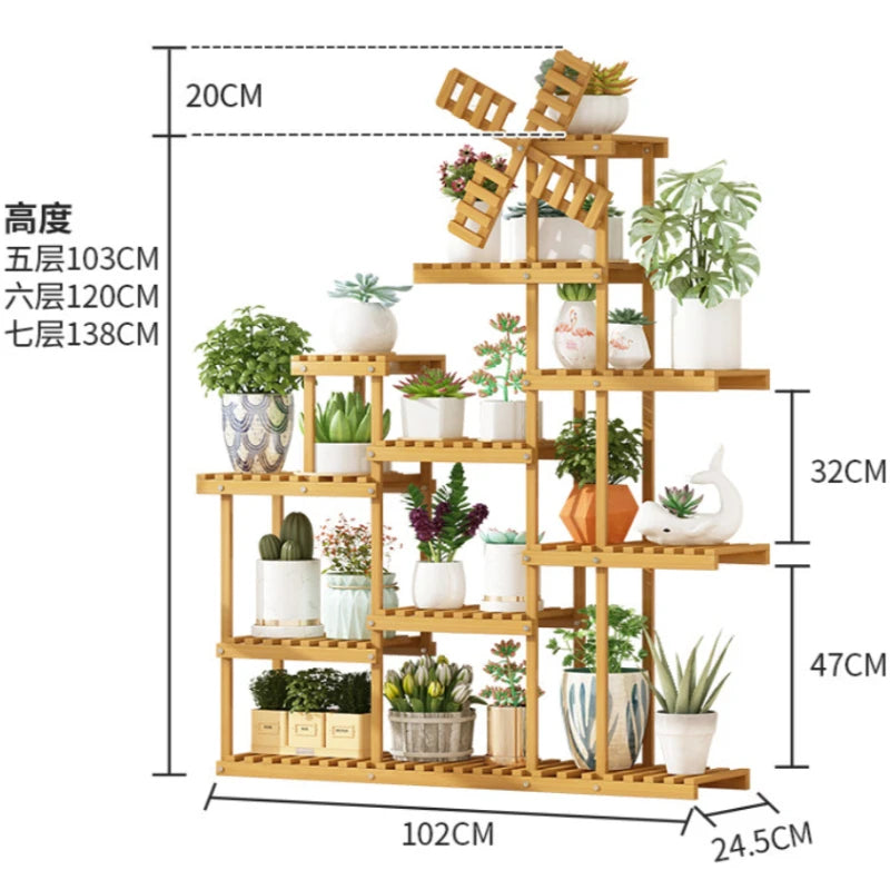 étagère plantes bois naturel moderne 102cm large 103cm 120cm 138cm hauteur adjustable minimaliste