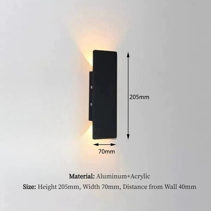 lampe murale moderne noire étanche 18w ip65 led 85265v ip65