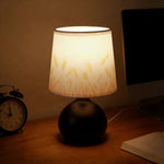 lampe chevet moderne abatjour beige motif herbe base marron stable usb rechargeable
