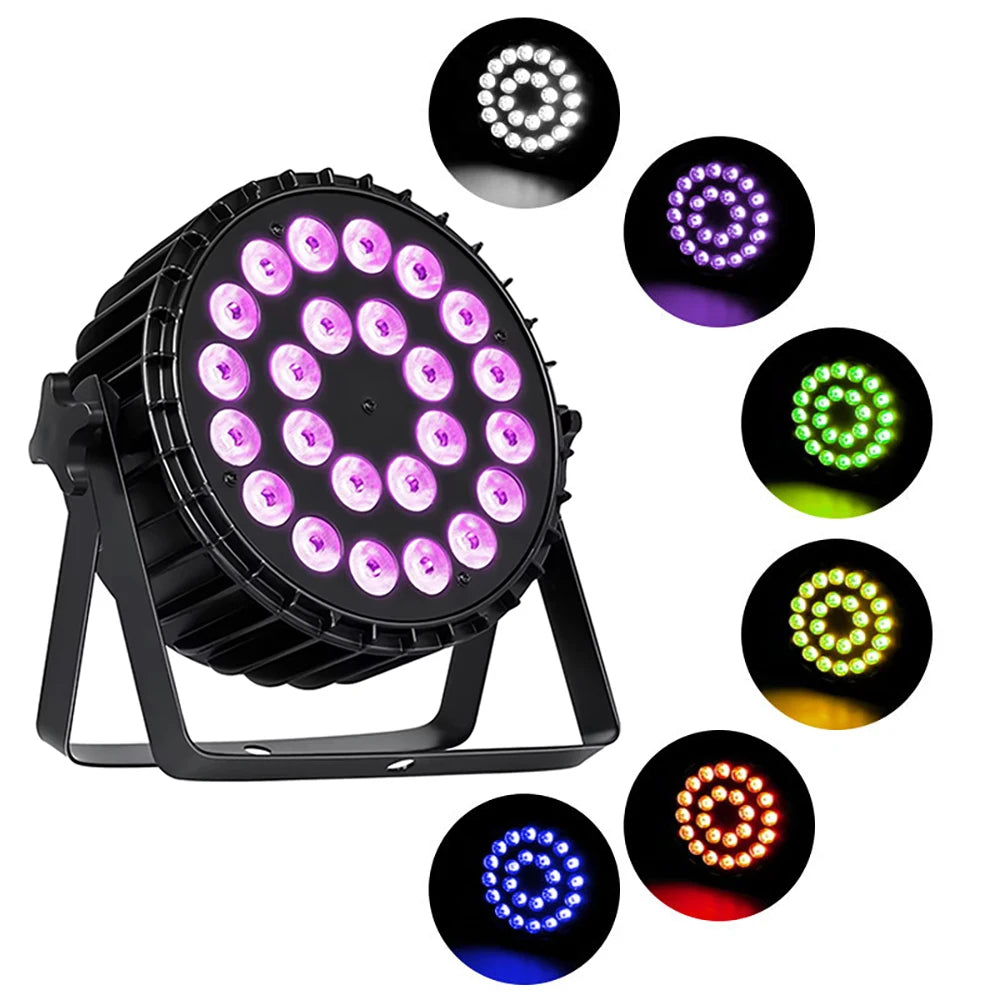 projecteur led noir 24 leds dmx professionnel boutons controle connecteurs ventilateur scène disco