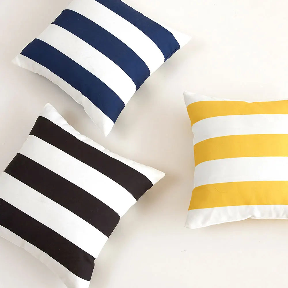 housse coussin polyester rayé blanc jaune moderne 45x45cm 30x50cm car sofa