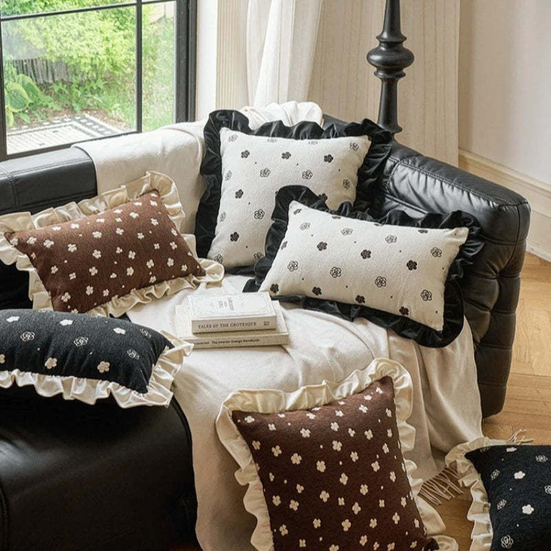 housse coussin vintage fleur beige noir marron français adhésif décoration intérieure voiture