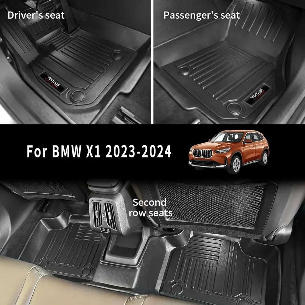 tapis sol noir rayures bmw x1 2023 2025 moderne caoutchouc fibre synthétique tout temps