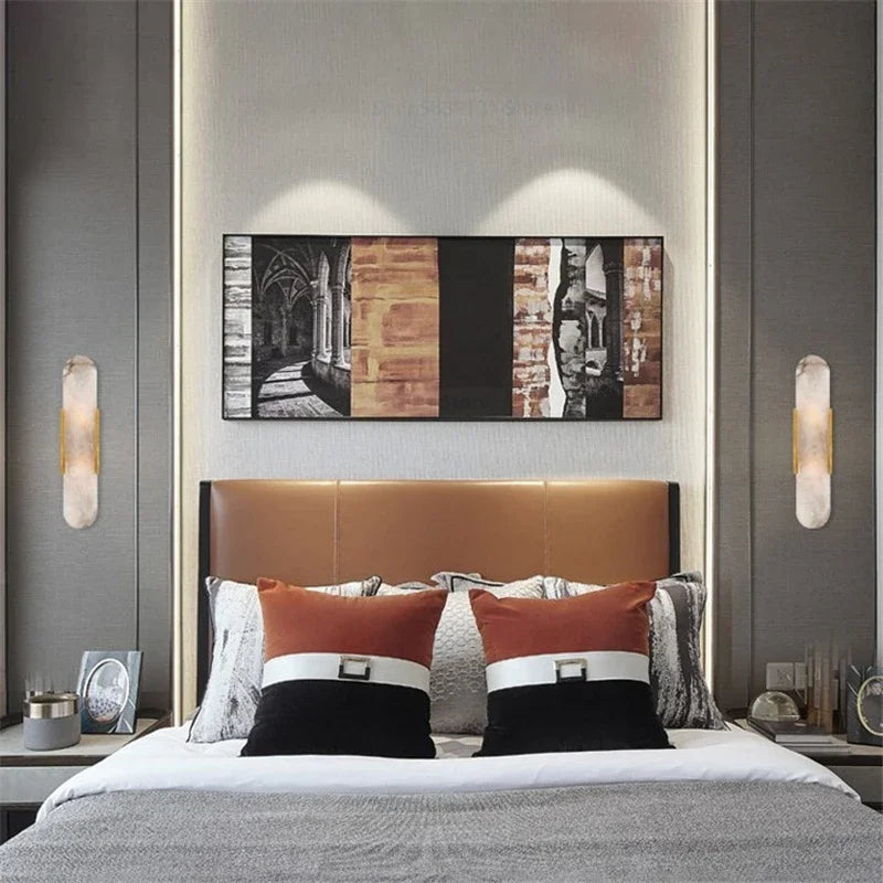 applique murale moderne marbre doré blanc gris éclairage led mur fixe élégantintérieur chambre