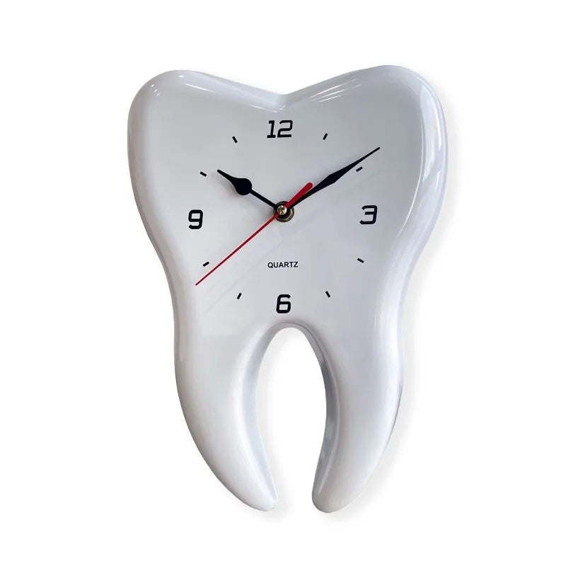 horloge murale silencieuse forme dent dessin animé moderne salon quartz aiguille