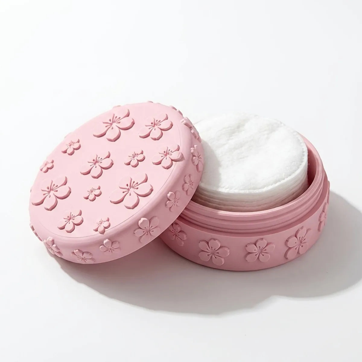 boîte rangement fleurs cerisier rose clair coton démaquillant poudre bijoux moderne organisateur beauty produits