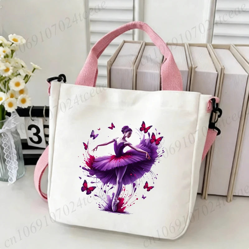 sac main femme toile danseuse papillons blanc moderne décontracté fourre tout