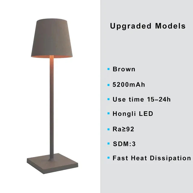 lampe table led rechargeable gris doré rose bleu noir touch control moderne minimaliste