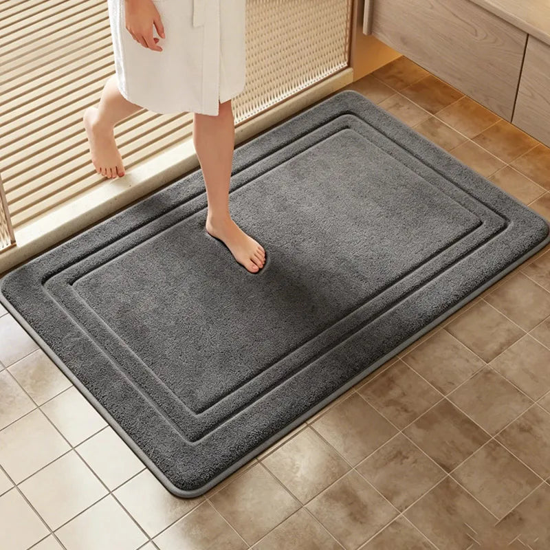tapis bain doux absorption rapide microfibre antidérapante moderne gris salle bain