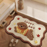 tapis décoratif intérieur antidérapant motifs animaux ours chat enfantin texture poilue