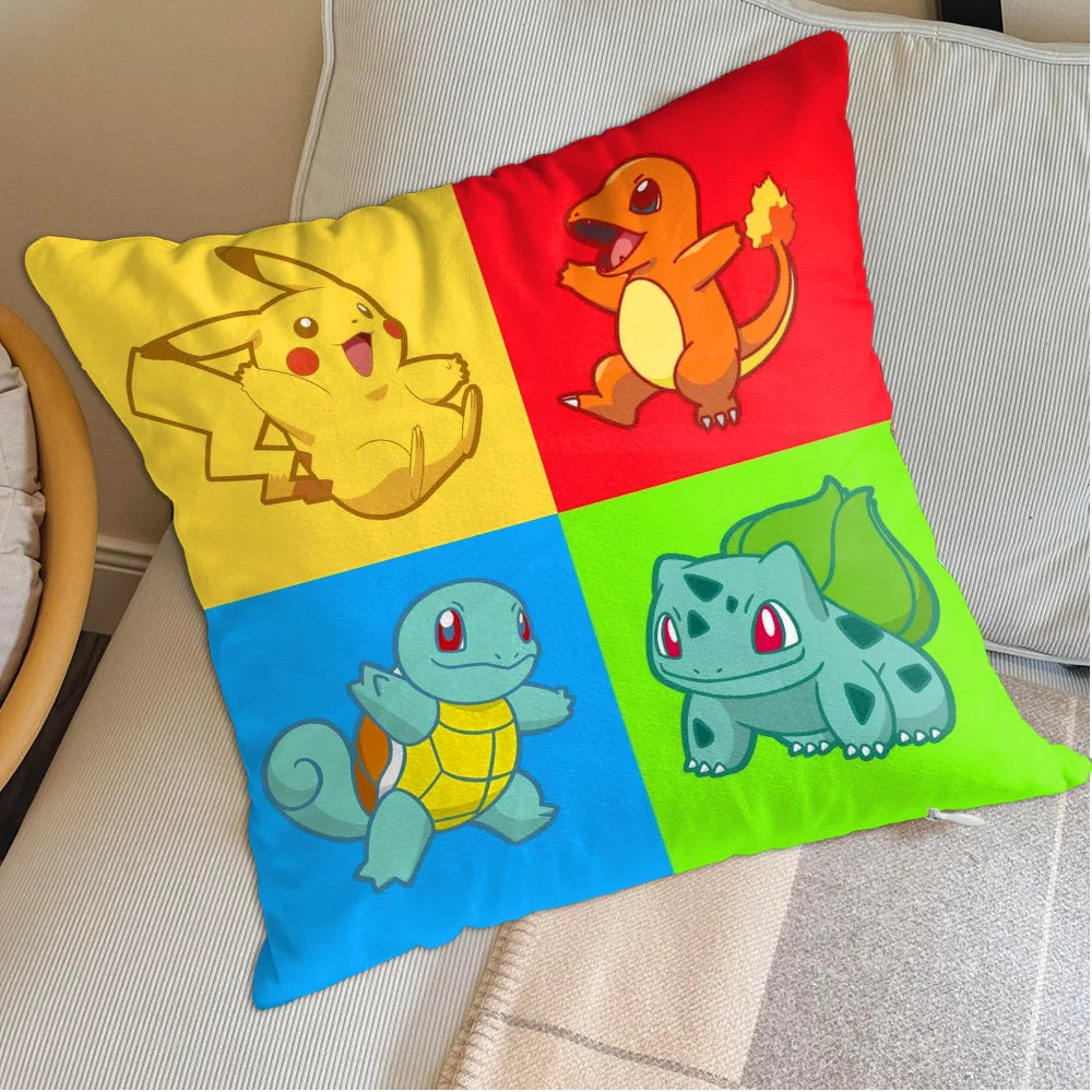 taies d'oreiller imprimées pikachu pokémon décoratives pop art cartoon lit voiture 45x45 cm