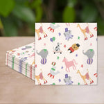 serviettes jetables animaux fête anniversaire colorées cartoonesques papier 50 pièces éléphants girafes chevaux motifs