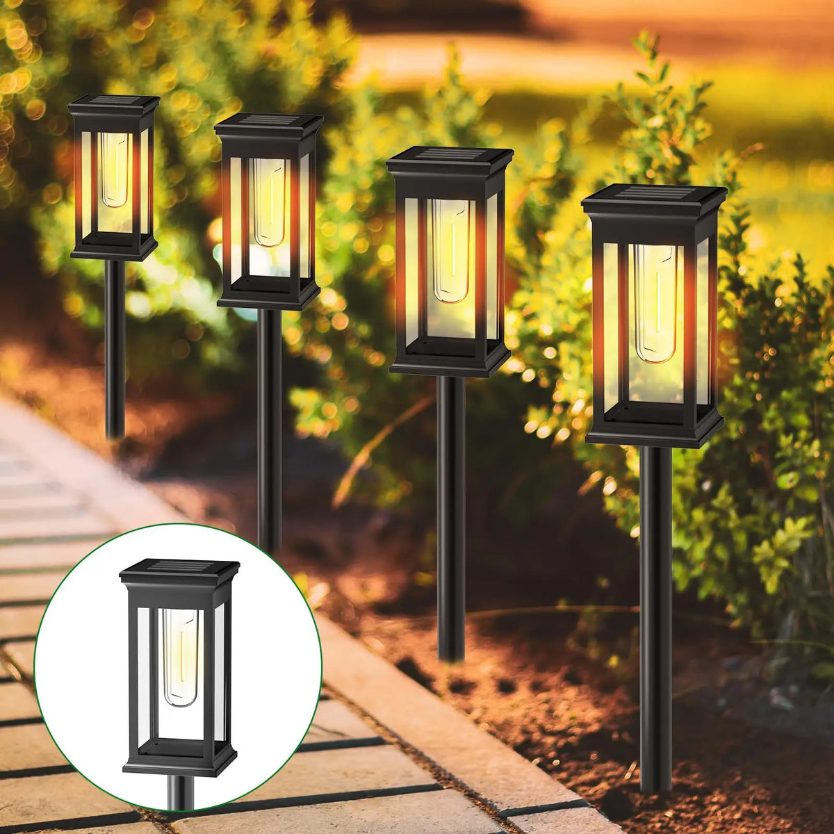 lampe solaire moderne noire transparente éclairage extérieur jardin patio vacances ip65 led rechargeable