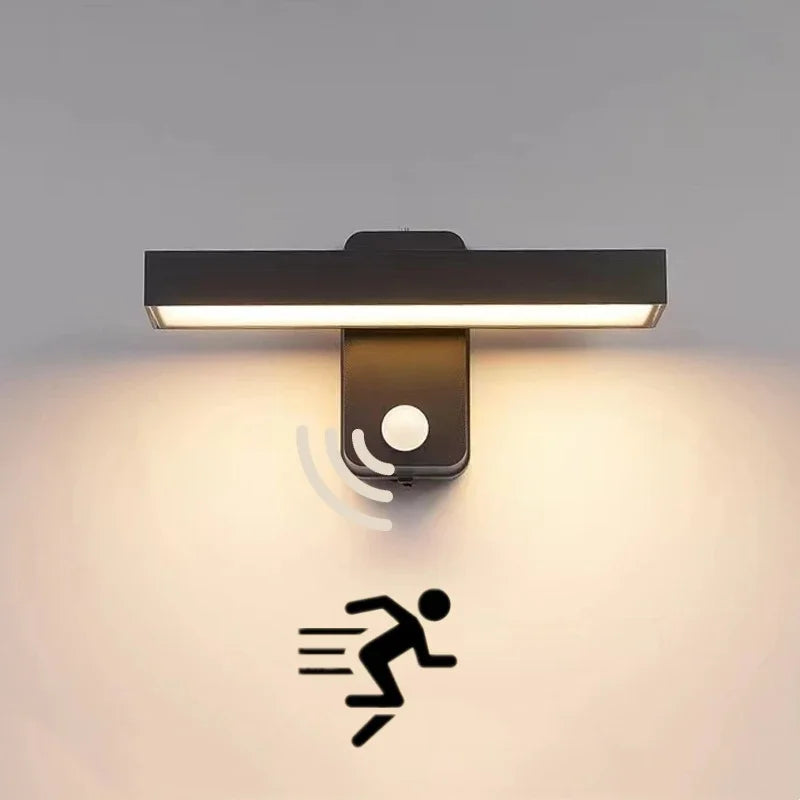 lampe murale moderne noire sensoriel PIR ip65 extérieure 30 40 50cm led tactile