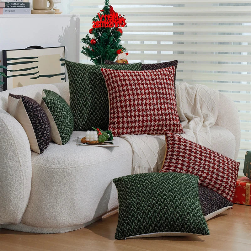 coussin géométrique rouge vert décoration maison lit canapé voiture contemporain simple