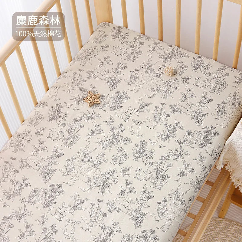 drap bébé couverture panda points sapins élastique simple beige uni coton respirant lit enfant