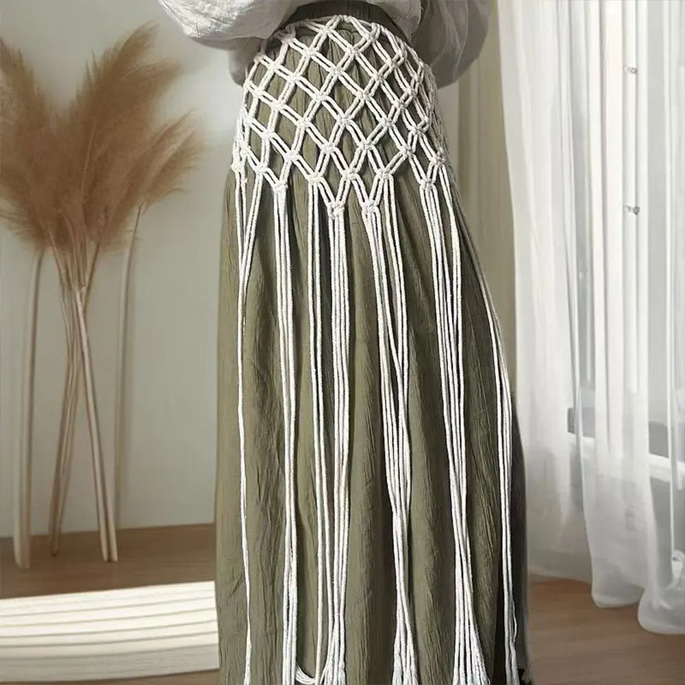 ceinture tissée franges vert olive blanche boho chic femme ACCESSOIRE JUPES MODE ETHNIQUE ANCIENT