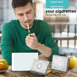 boîtes cigarettes argentées émaillées motifs floraux géométriques pliables contenant cigarettes classiques