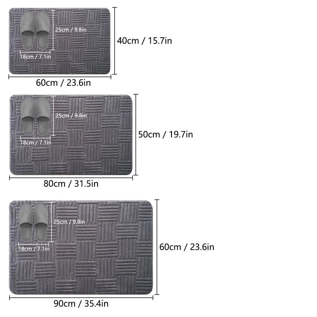 tapis bain moderne gris noir rayures horizontales doux moelleux