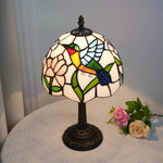 lampe table tiffany multicolore oiseau stylisé verre teinté interrupteur bouton poussoir 220v 155cm