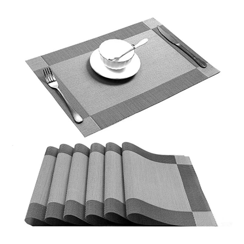 tapis table moderne rectangle gris marron bleu noir beige argent rayures horizontales durable vinyle